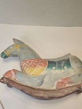 Rocking Horse Wooden Pastel Colors Whitewashed Not Really a Toy, But for Decor